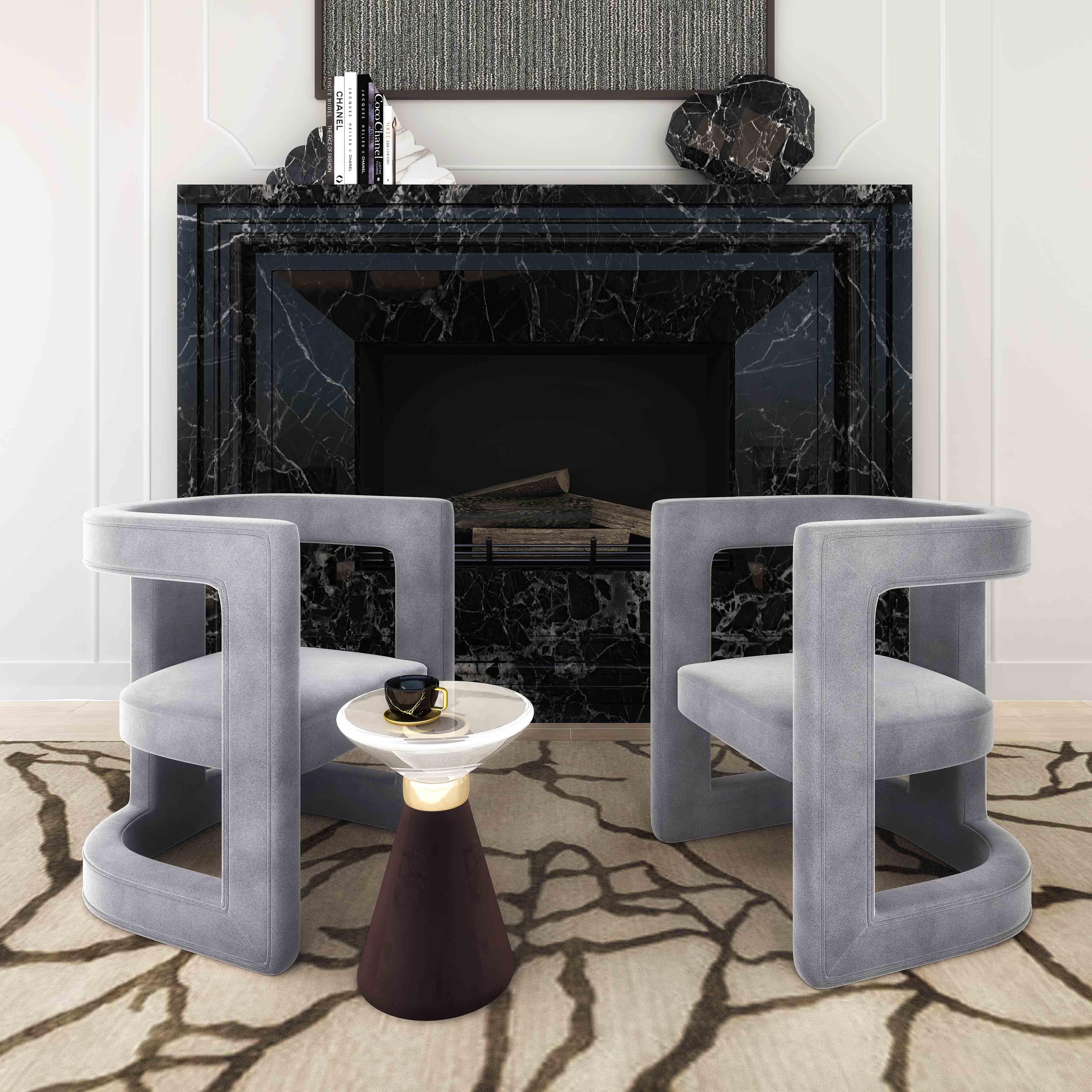 Ada Performance Velvet Accent Chair - Image 3