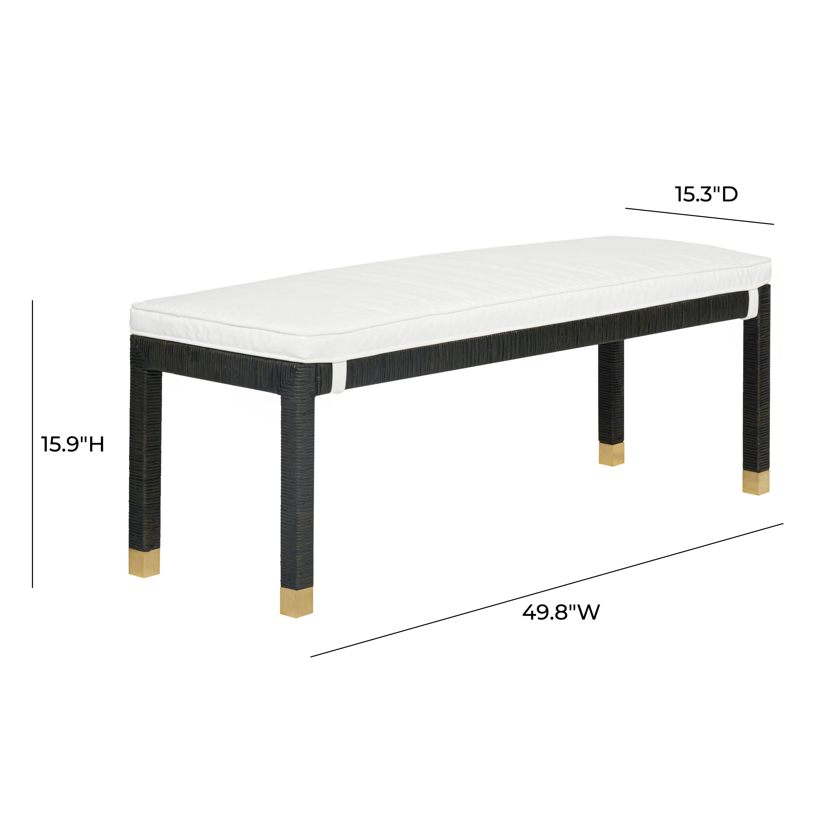 Amara 50" Woven Rattan Performance Fabric Bench - Image 10