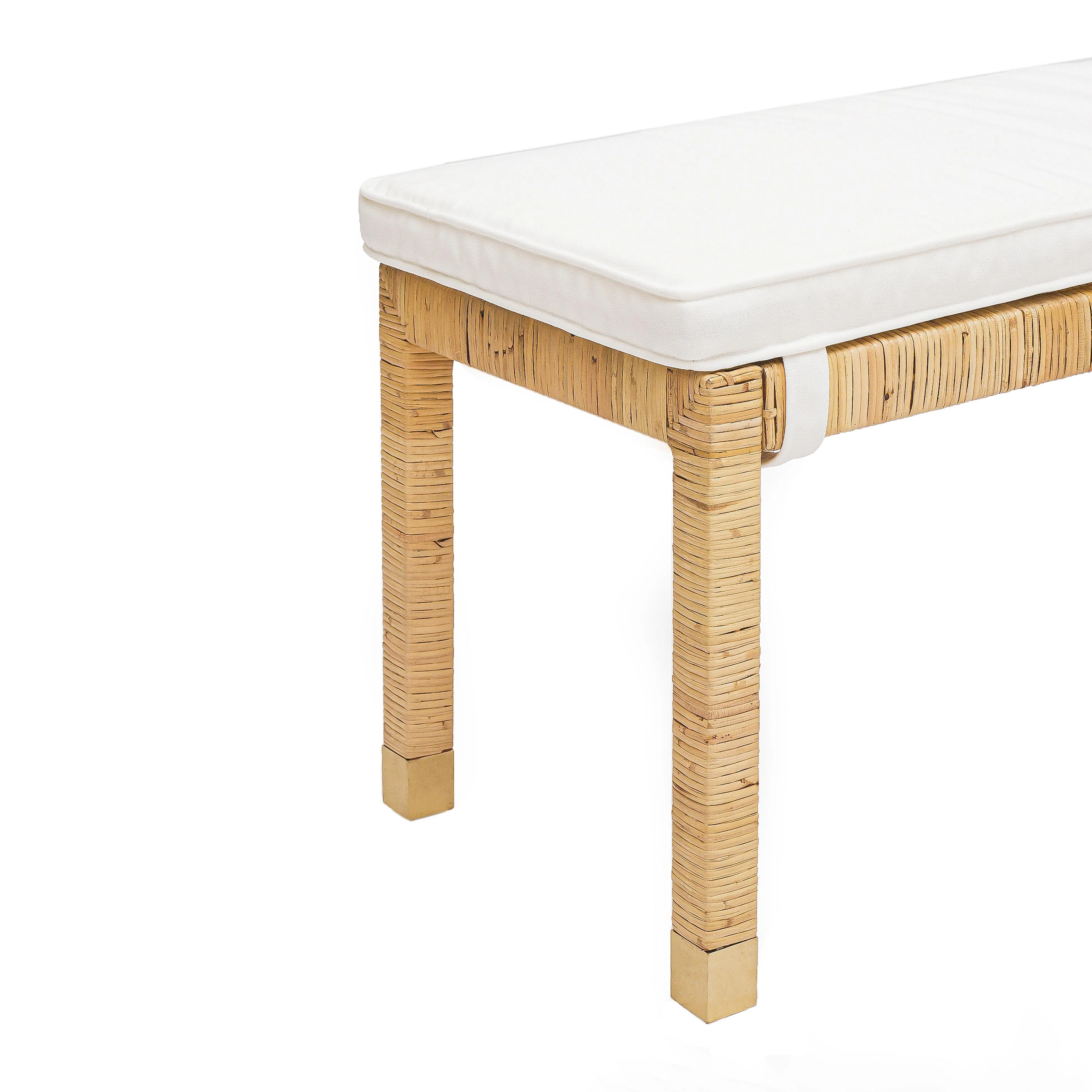 Amara 50" Woven Rattan Performance Fabric Bench - Image 4