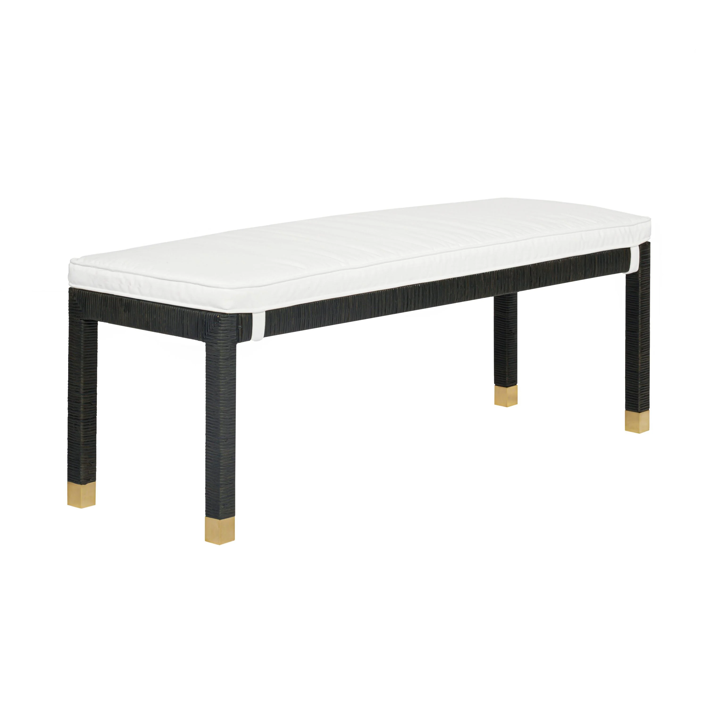 Amara 50" Woven Rattan Performance Fabric Bench - Image 6
