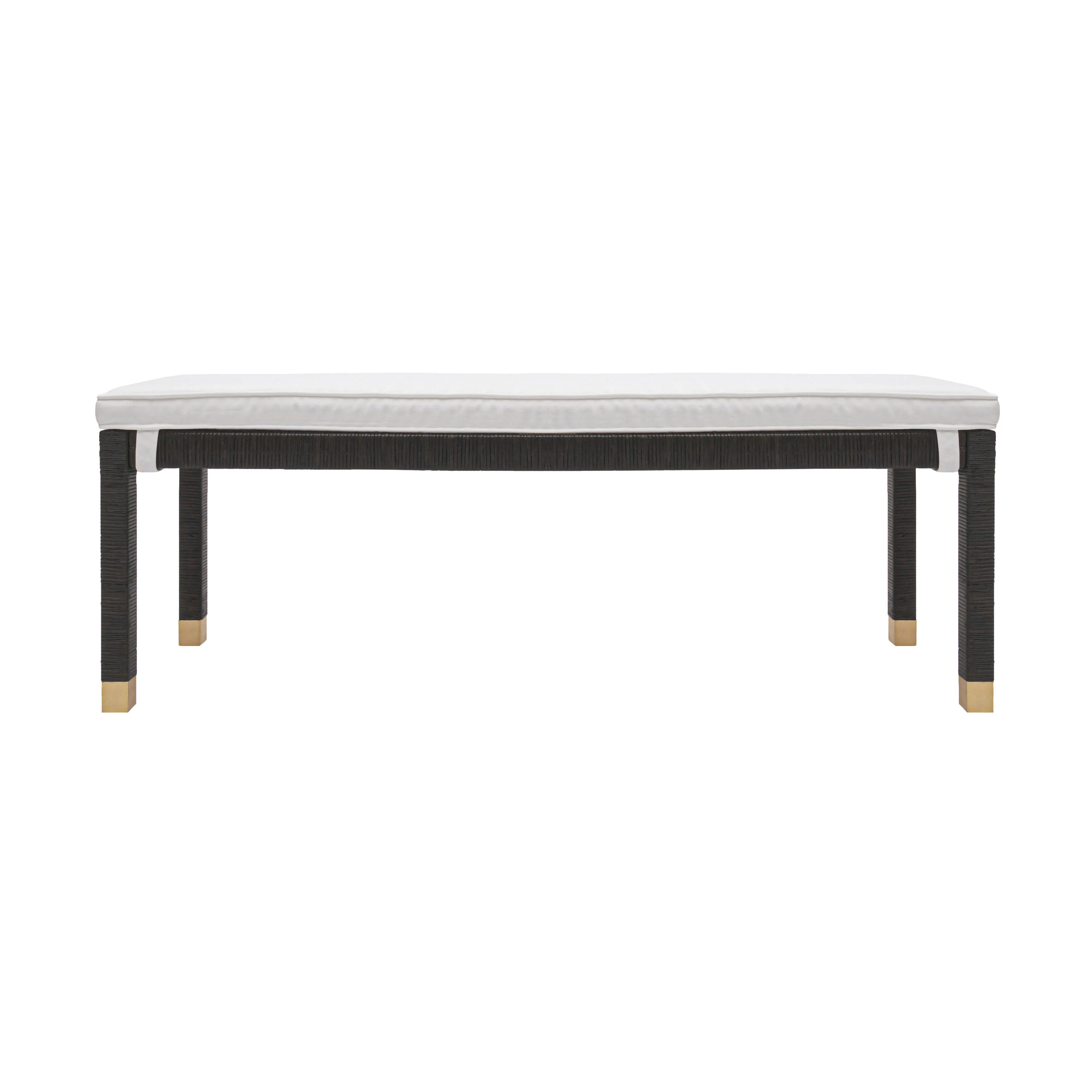 Amara 50" Woven Rattan Performance Fabric Bench - Image 8