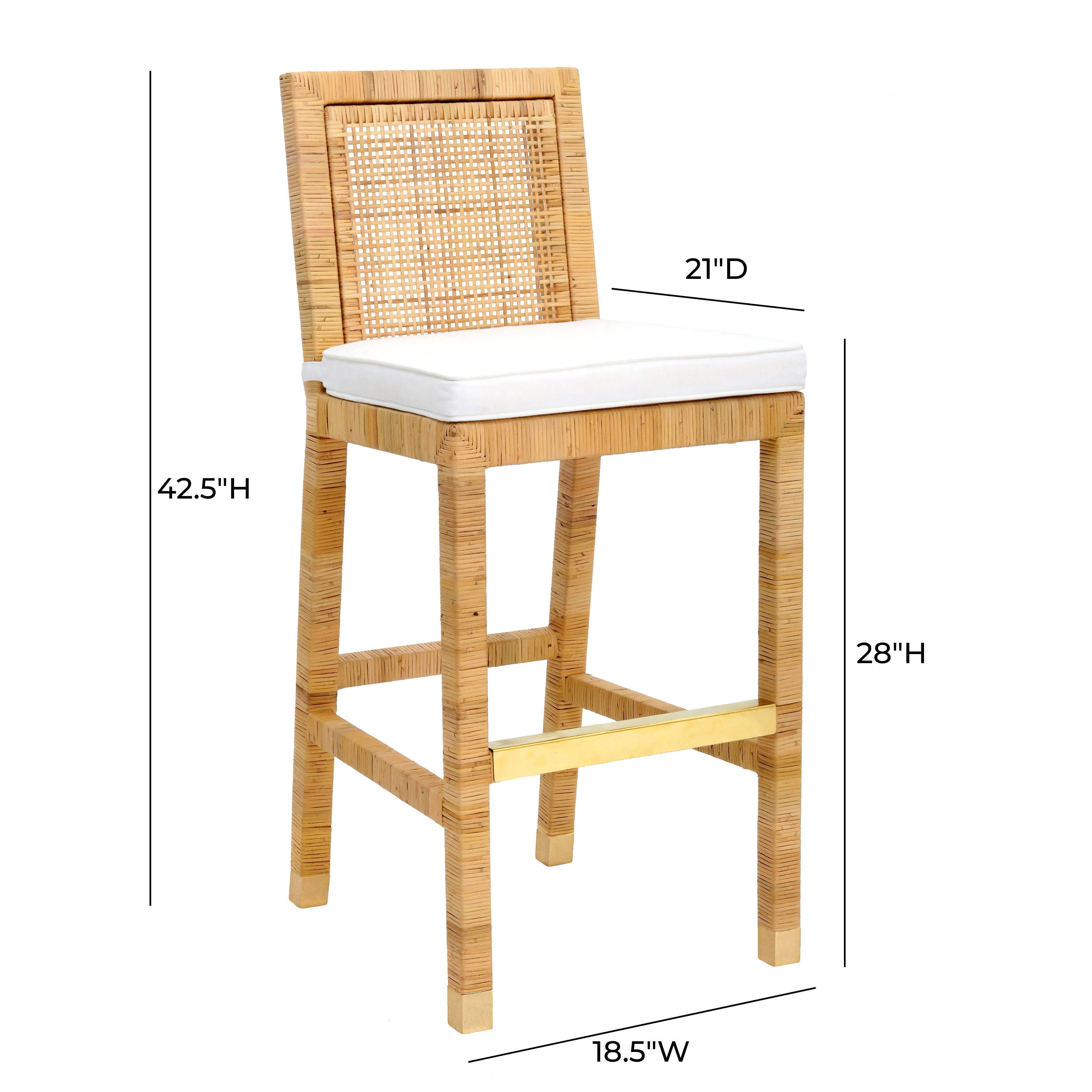 Amara Woven Rattan Performance Fabric Stool - Image 18
