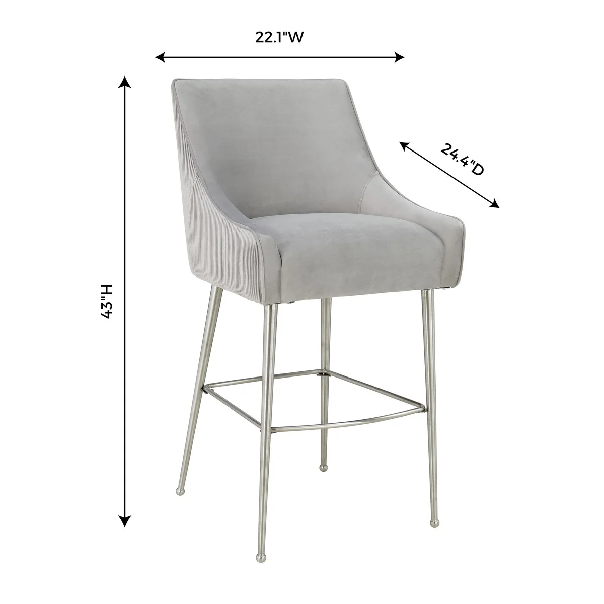 Beatrix Pleated Performance Velvet Stool - Image 12