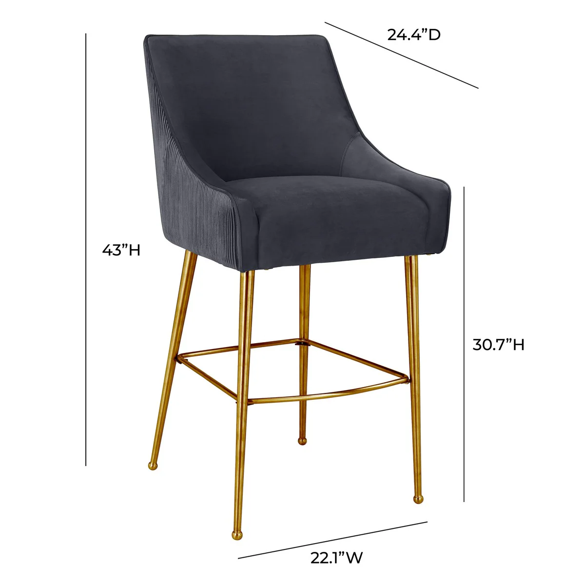 Beatrix Pleated Performance Velvet Stool - Image 18