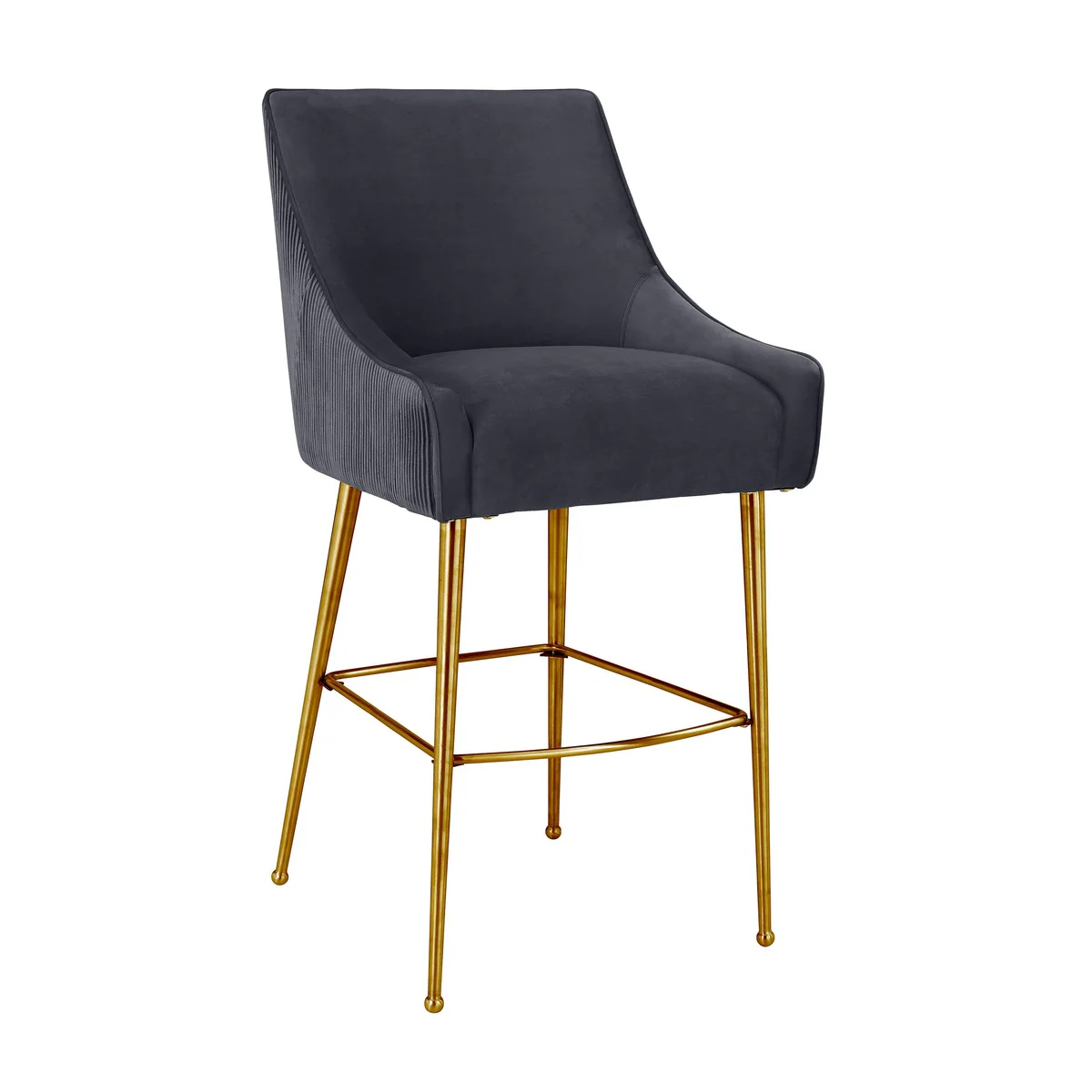 Beatrix Pleated Performance Velvet Stool - Image 25