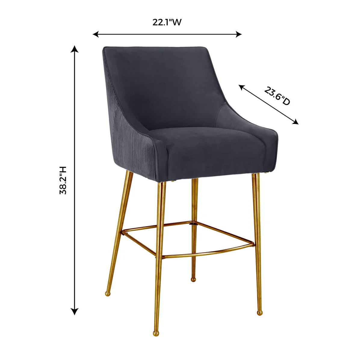 Beatrix Pleated Performance Velvet Stool - Image 30