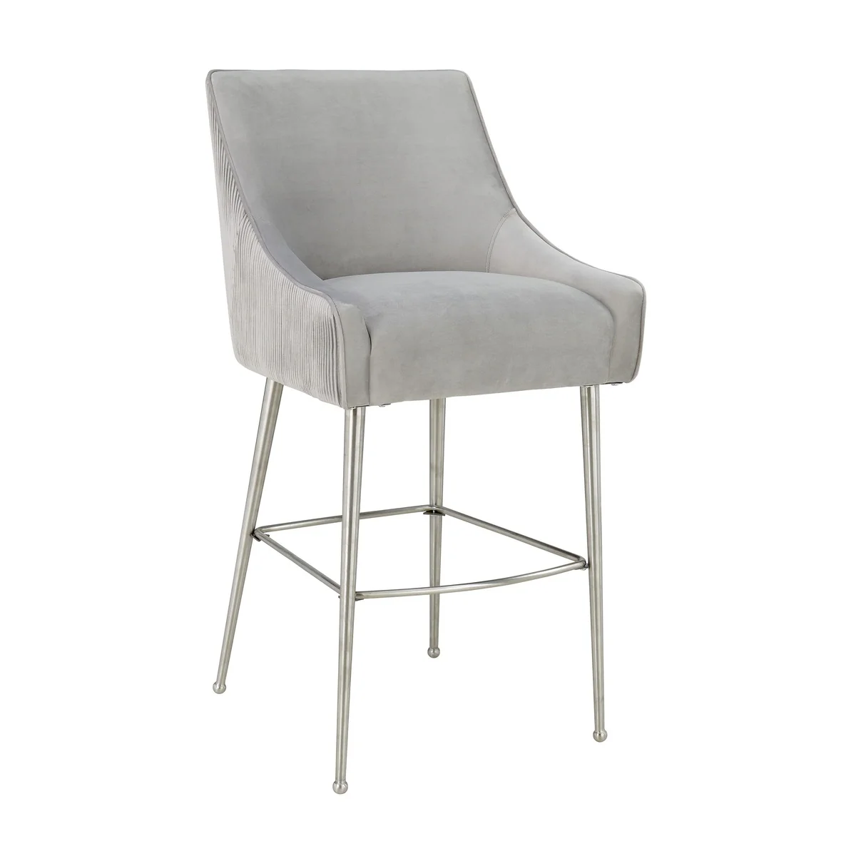 Beatrix Pleated Performance Velvet Stool - Image 7