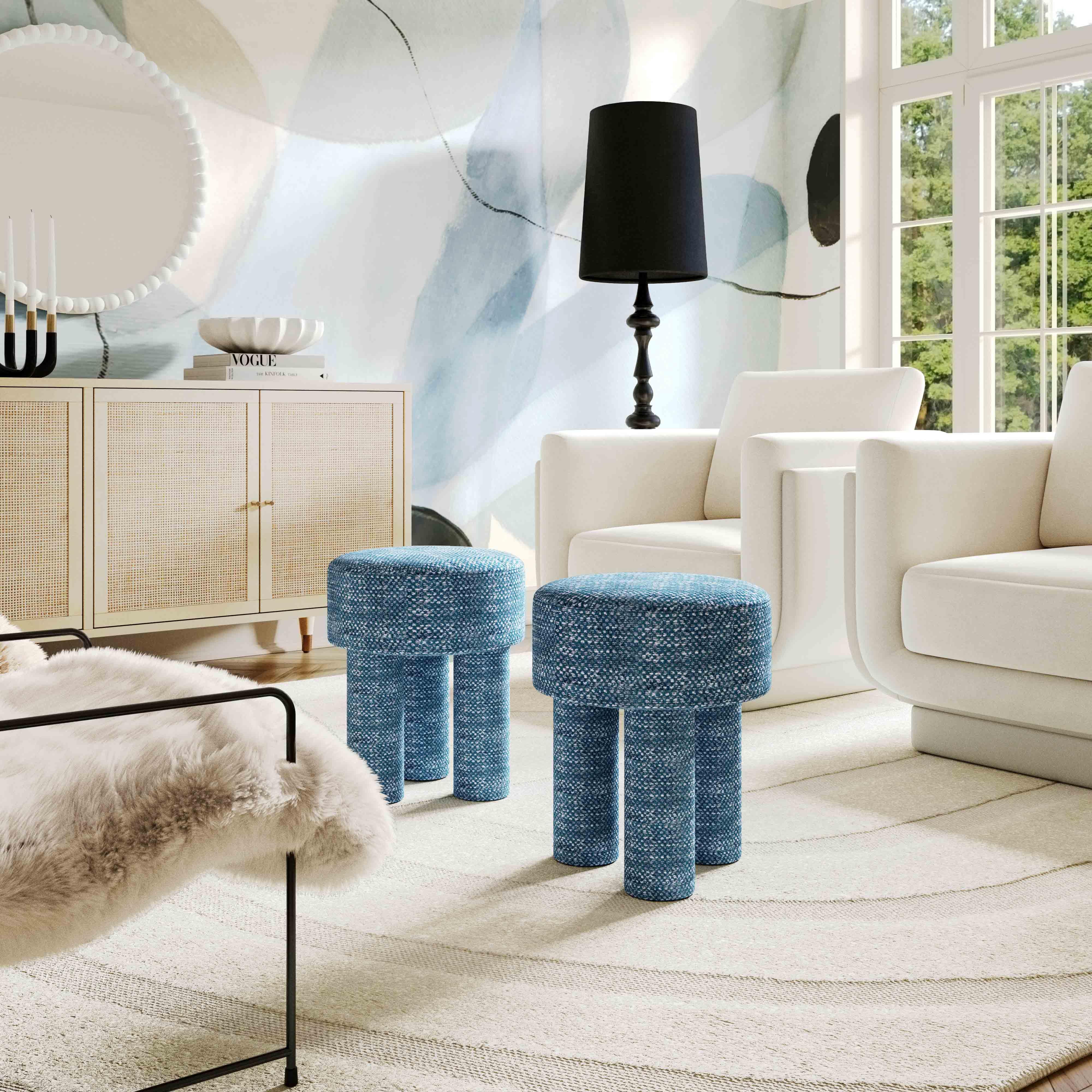 Claire Nubby Performance Fabric Accent Stool - Image 9