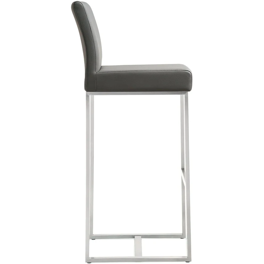 Denmark Performance Vegan Leather Stool with Silver Base - Set of 2 - Image 13