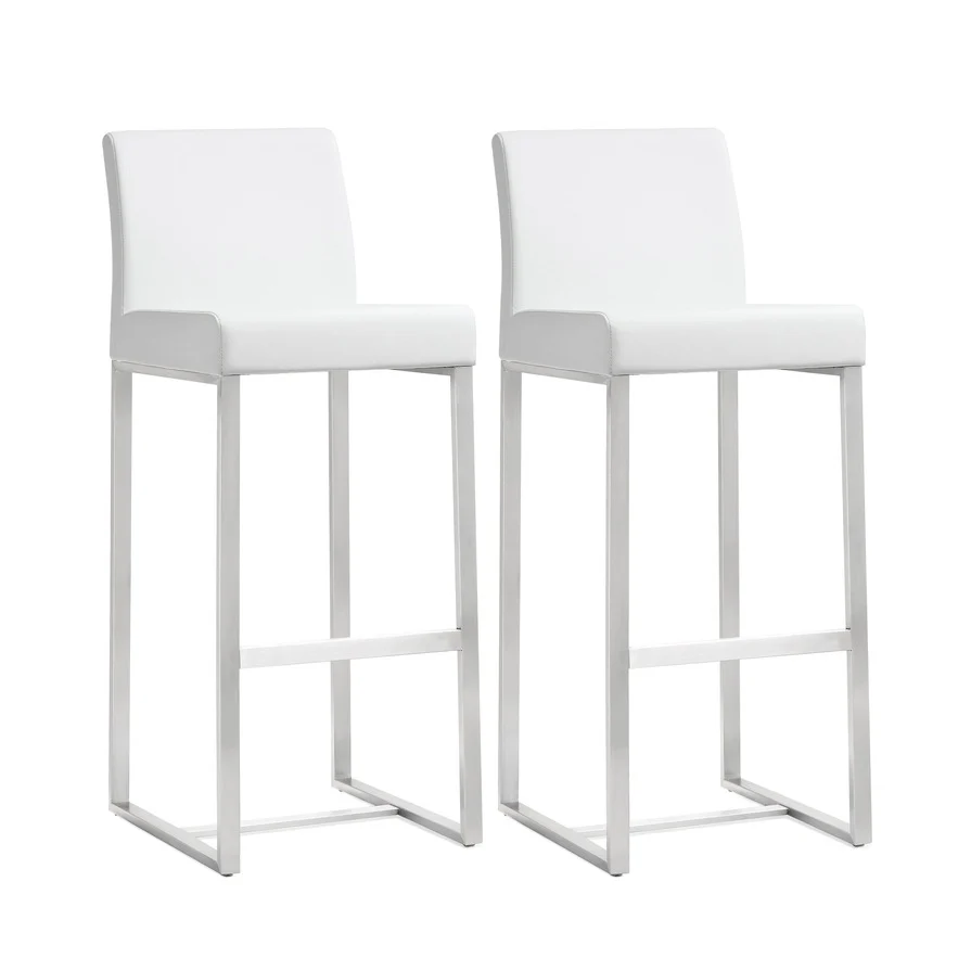 Denmark Performance Vegan Leather Stool with Silver Base - Set of 2 - Image 20