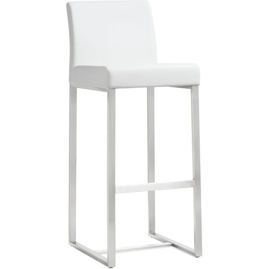 Denmark Performance Vegan Leather Stool with Silver Base - Set of 2 - Image 22