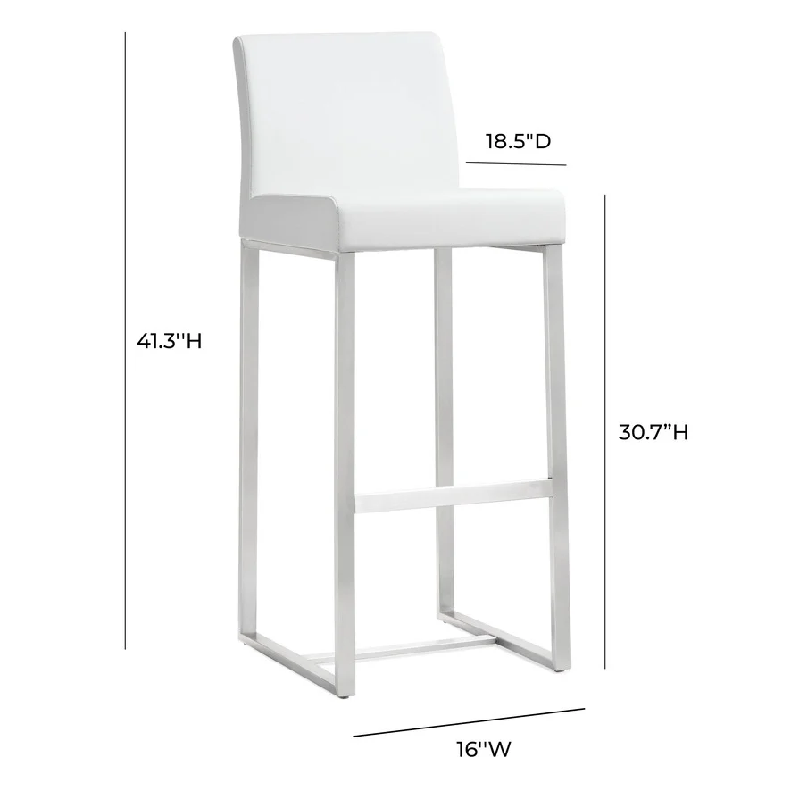 Denmark Performance Vegan Leather Stool with Silver Base - Set of 2 - Image 28