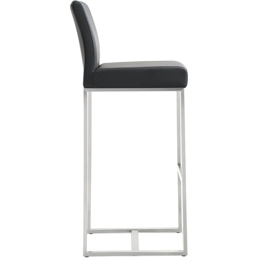 Denmark Performance Vegan Leather Stool with Silver Base - Set of 2 - Image 4