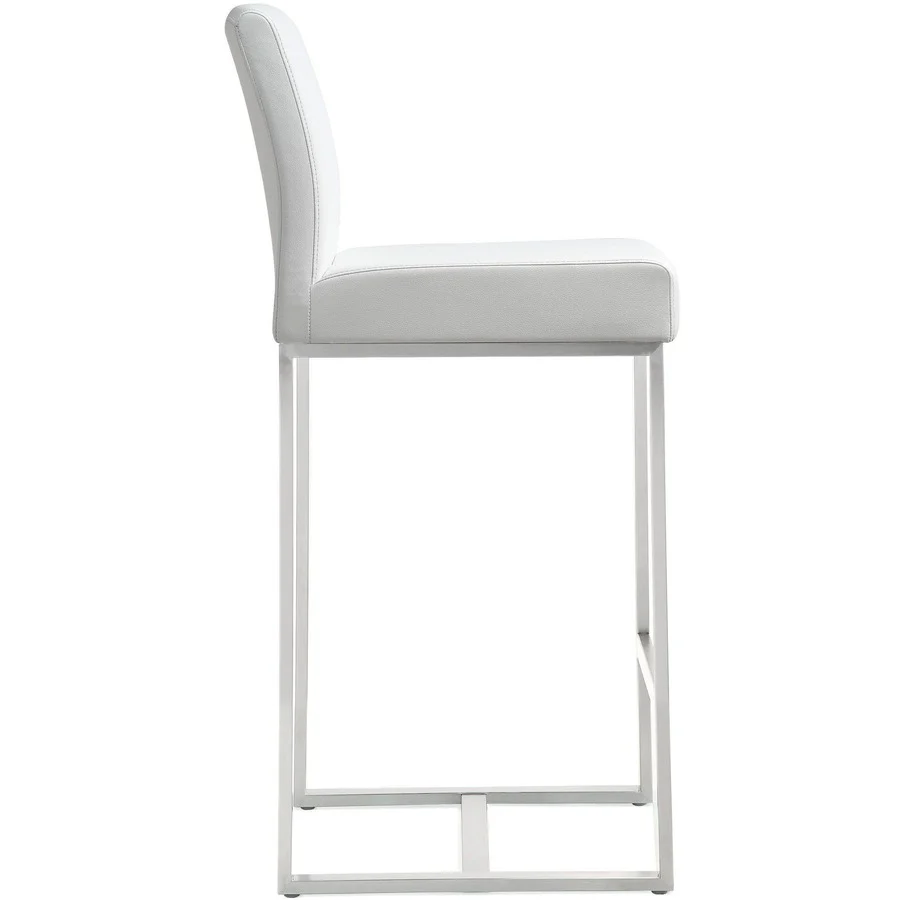 Denmark Performance Vegan Leather Stool with Silver Base - Set of 2 - Image 41