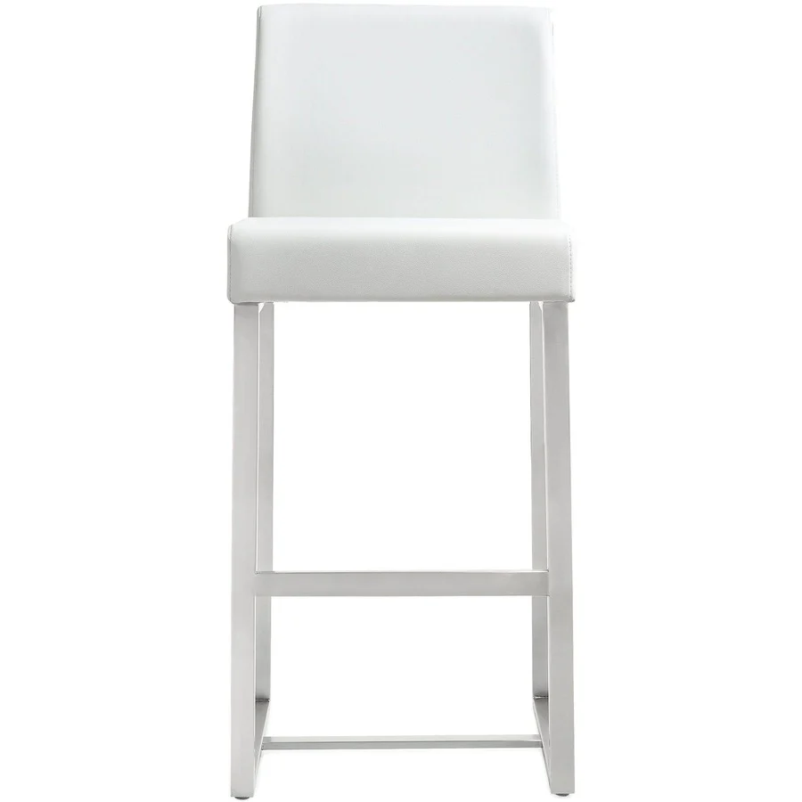 Denmark Performance Vegan Leather Stool with Silver Base - Set of 2 - Image 42