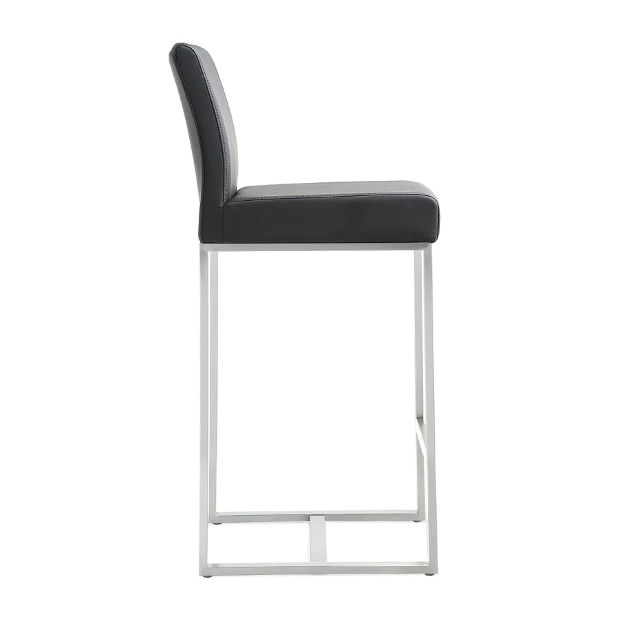 Denmark Performance Vegan Leather Stool with Silver Base - Set of 2 - Image 50