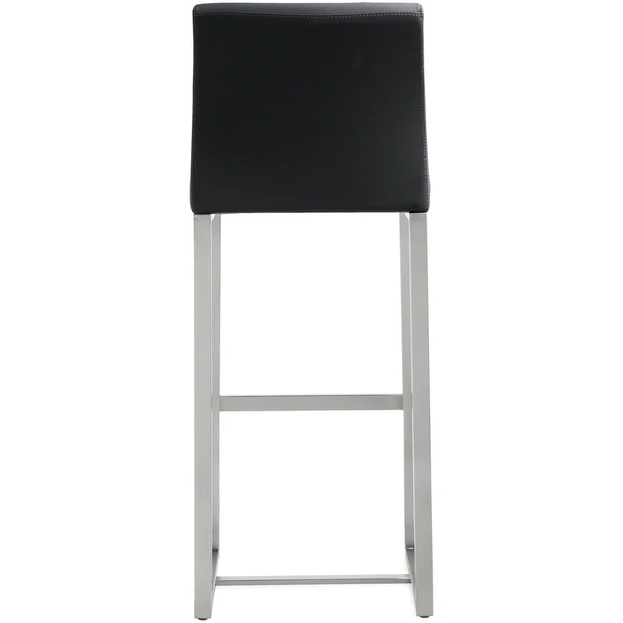 Denmark Performance Vegan Leather Stool with Silver Base - Set of 2 - Image 6