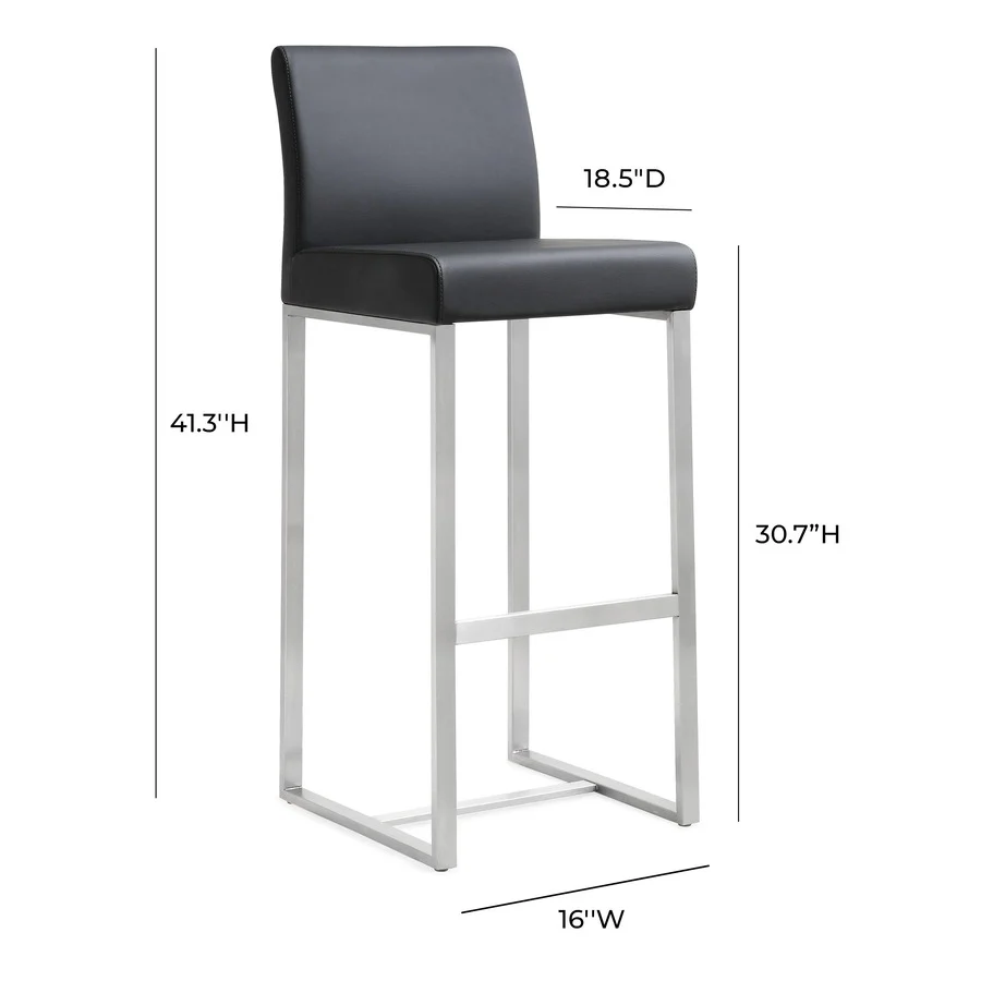 Denmark Performance Vegan Leather Stool with Silver Base - Set of 2 - Image 9