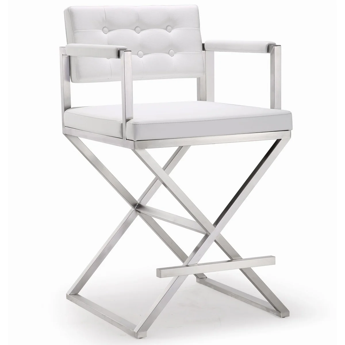 Director Performance Vegan Leather Stool with Silver Base - Image 10