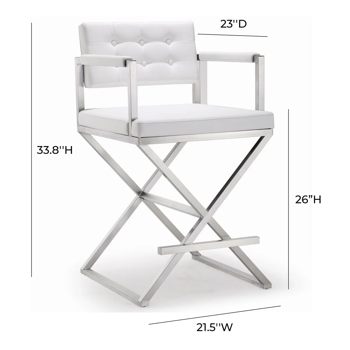 Director Performance Vegan Leather Stool with Silver Base - Image 17