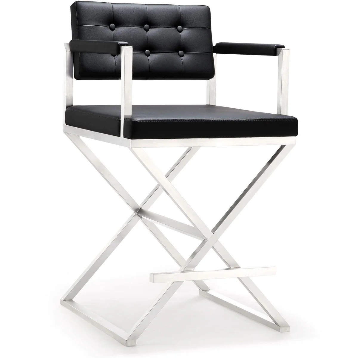 Director Performance Vegan Leather Stool with Silver Base - Image 28
