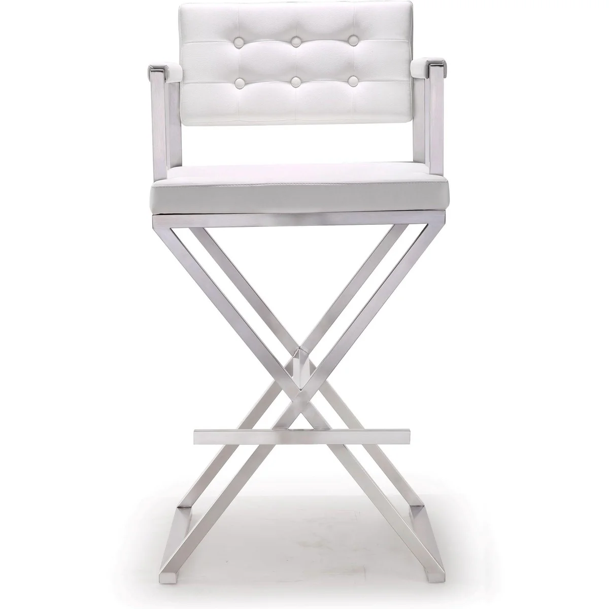 Director Performance Vegan Leather Stool with Silver Base - Image 3