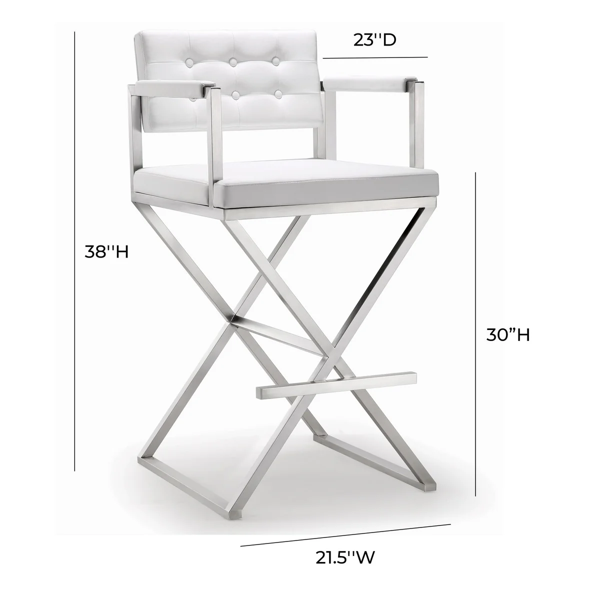 Director Performance Vegan Leather Stool with Silver Base - Image 8