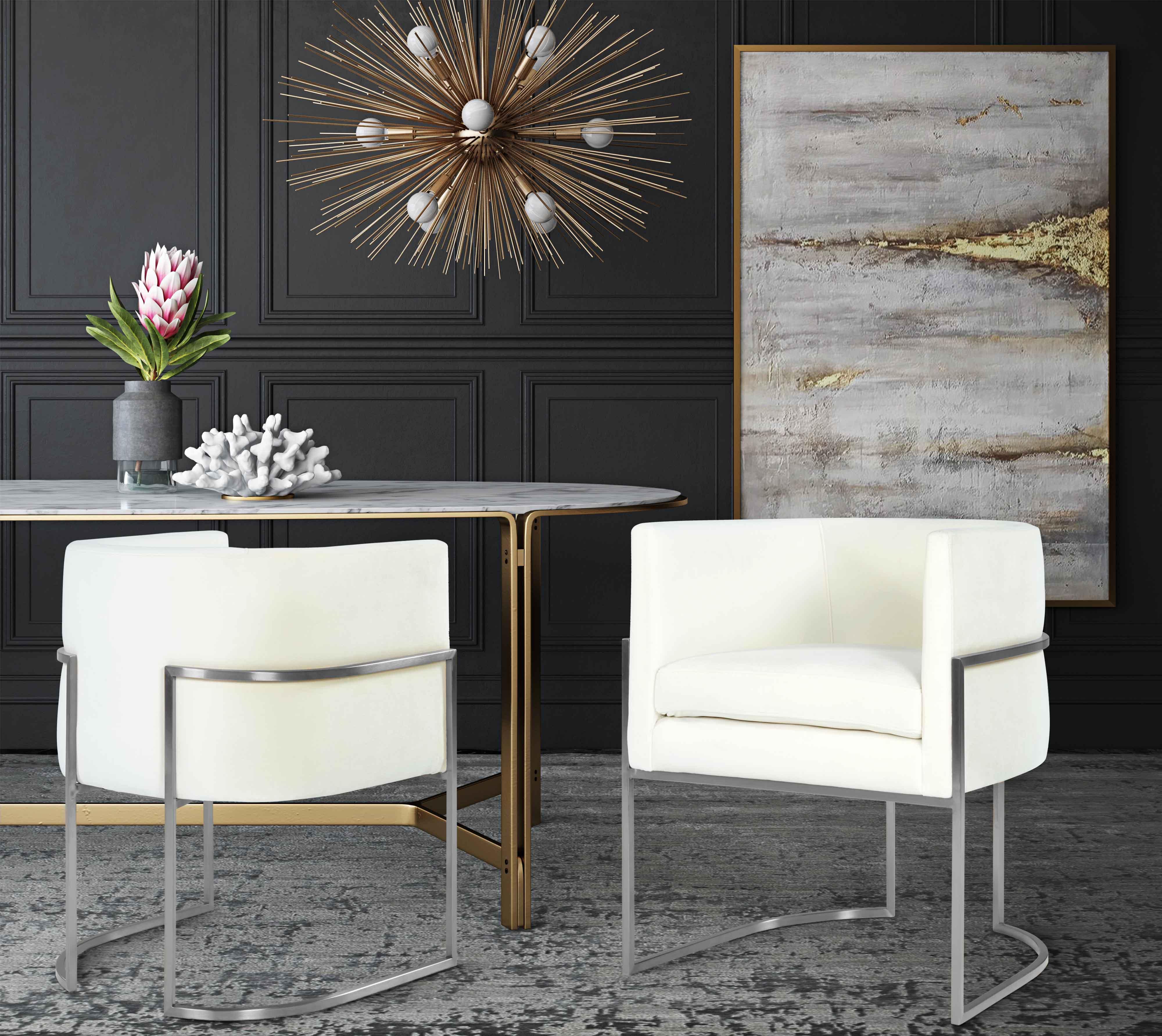 Giselle Performance Velvet Dining Chair with Silver Base - Image 8