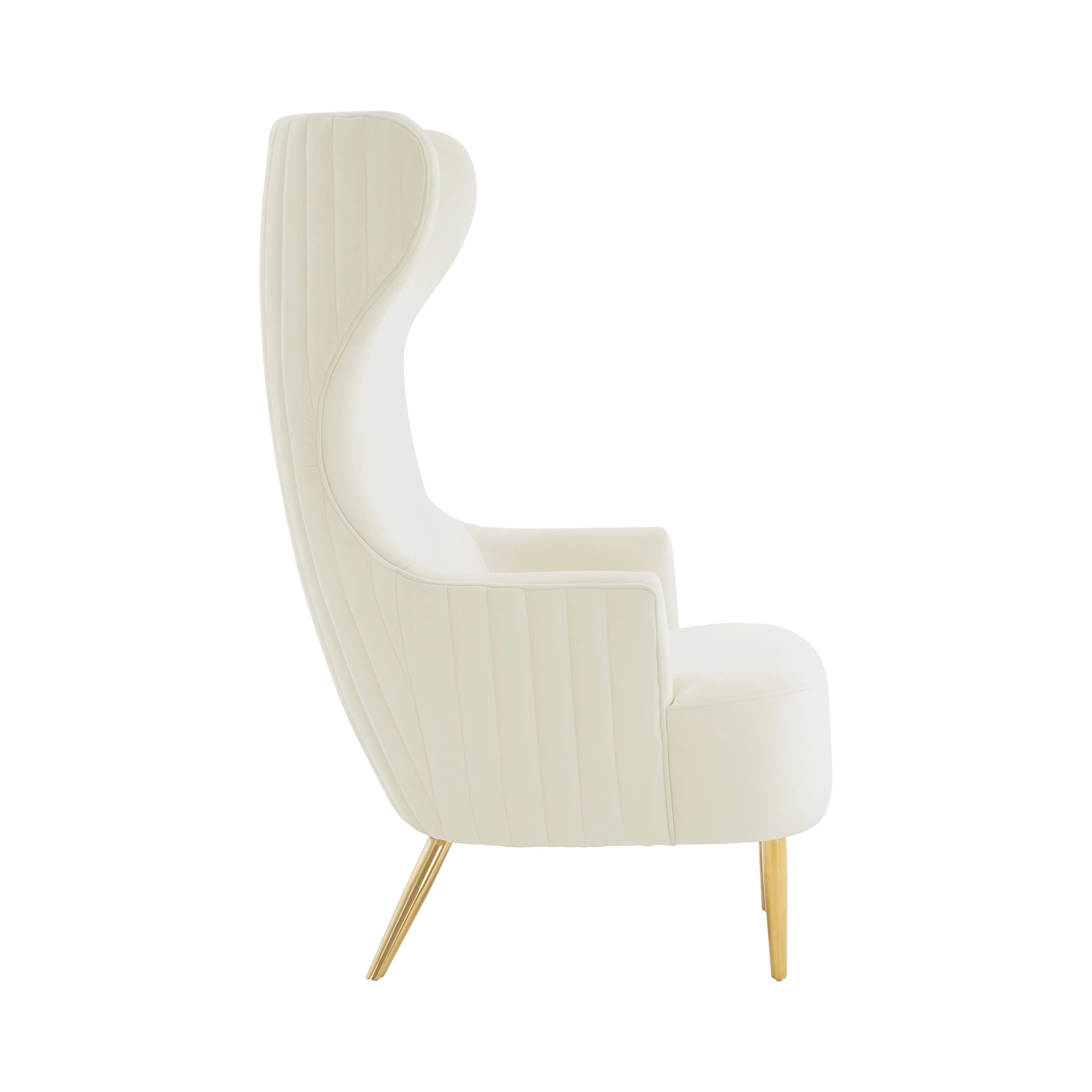 Julia Performance Velvet Channel Tufted Wingback Accent Chair - Image 4