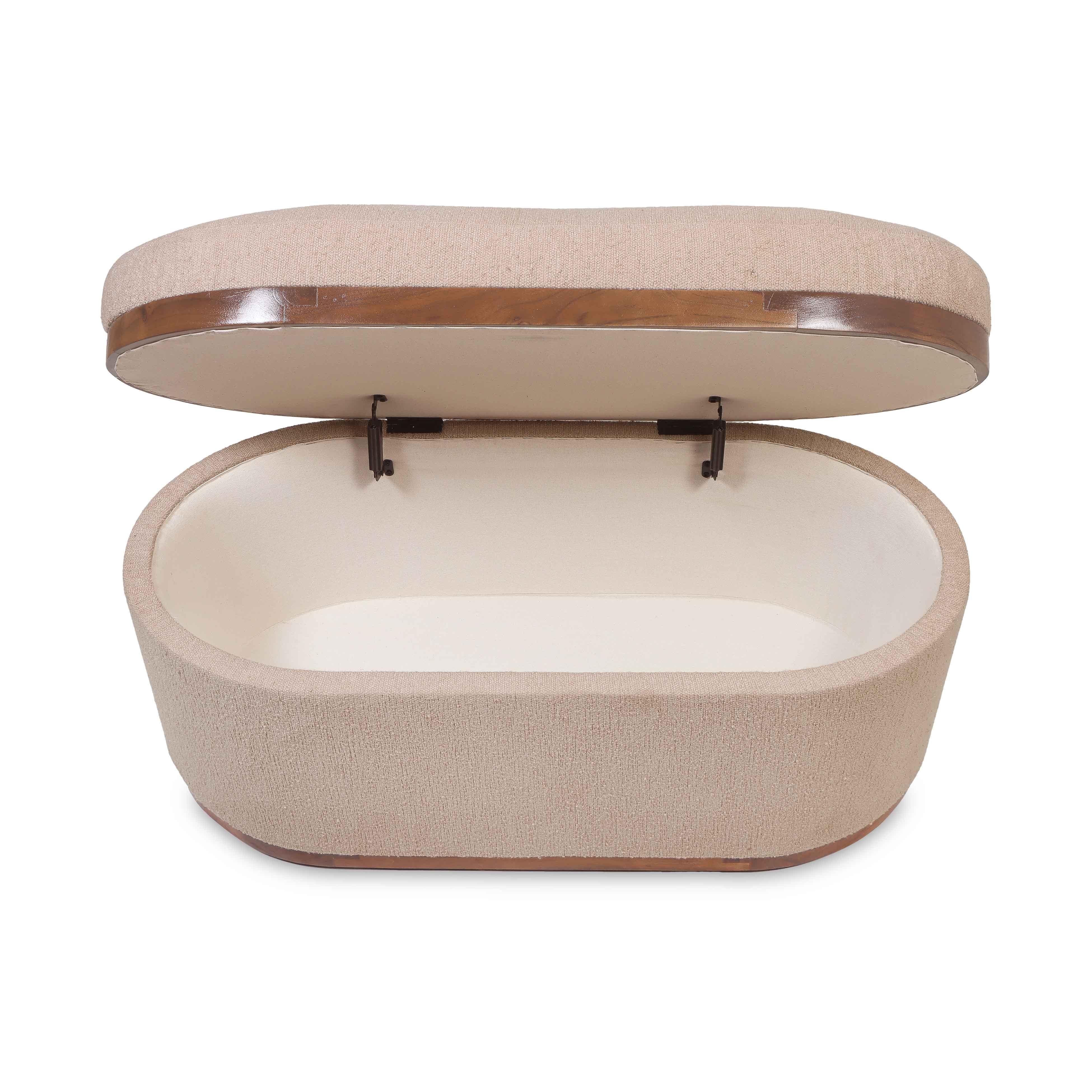Olivier 41" Boucle Oval Storage Ottoman - Image 16